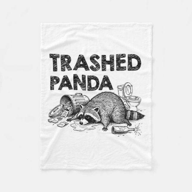 Sönder Panda Rolig Berusad Tvättbjörn Blir Berusad Fleecefilt (Framsidan)