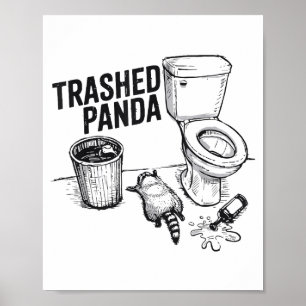 Sönder Panda Rolig Berusad Tvättbjörn Poster