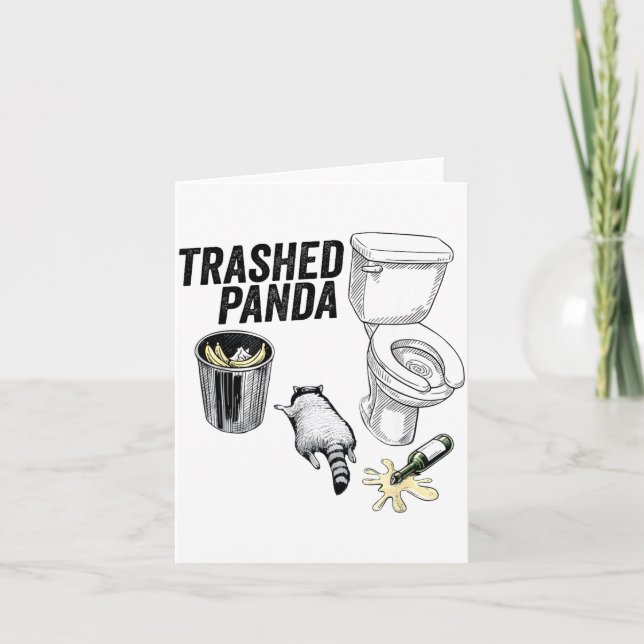 Sönder Panda, Rolig Berusad Tvättbjörn, Skräp Pand Kort (Framsida)