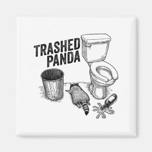 Sönder Panda, Rolig Berusad Tvättbjörn, Skräp Pand Magnet