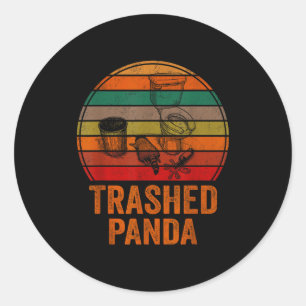 Sönder Panda Rolig Berusad Tvättbjörn Vintage Roli Runt Klistermärke