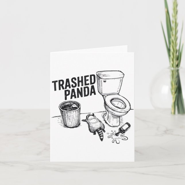 Sönder Panda Rollig Berusad Tvättbjörn  Kort (Framsida)