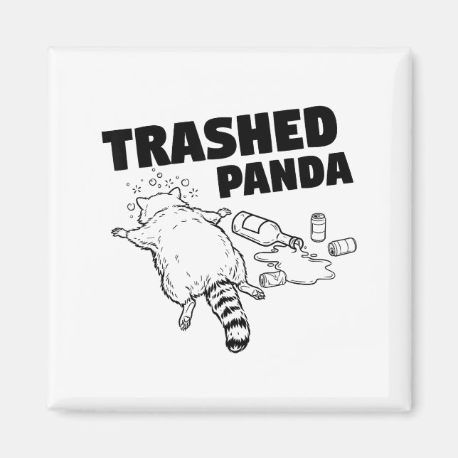 Sönder Panda Rollig Berusad Tvättbjörn  Magnet (Framsidan)