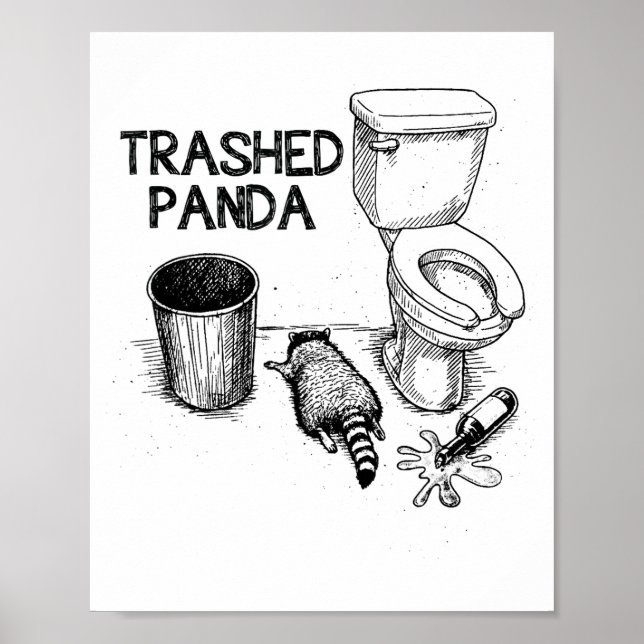 Sönder Panda Rollig Berusad Tvättbjörn  Poster (Framsidan)