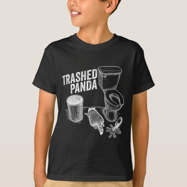Sönder Panda Rollig Berusad Tvättbjörn  T Shirt (Framsida)