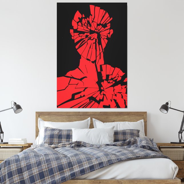Sönderbruten röd reflektion canvastryck (Insitu (sovrum))