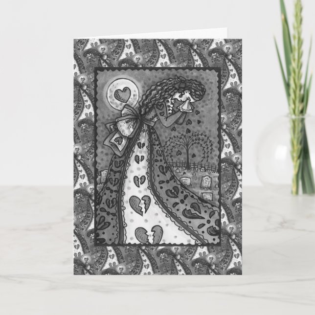 SÖNDERBRUTET HJÄRTA GRÅTANDE VALENTINE, KYRKOGÅRD  KORT (Framsida)