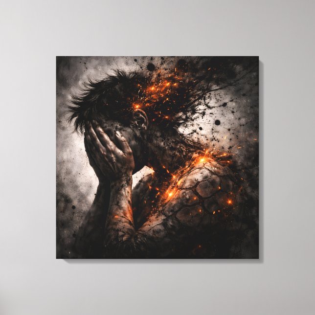 Sönderbrutet sinne: Amber Implosion Canvastryck (Framsida)