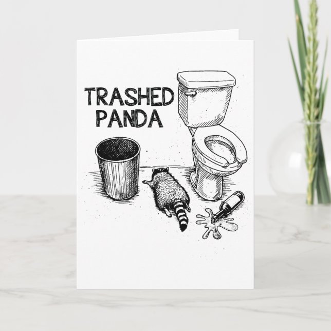 Sönderpadda Rolig Berusad Tvättbjörn  Kort (Framsida)