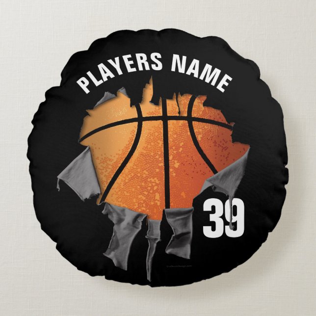 Sönderriven basket rund kudde (Framsidan)