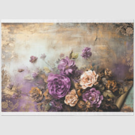 Sönderriven blomster, dammig lila, grön och guld b