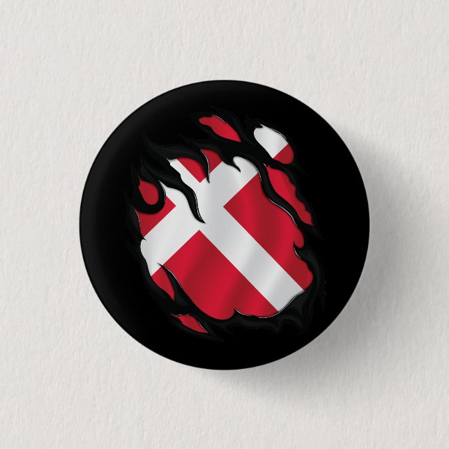 Sönderriven dansk flagga knapp (Framsida)