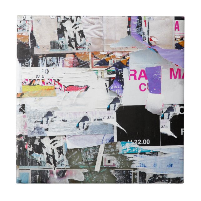 Sönderrivet papper för grafittiväggBanksy stil Kakelplatta (Framsidan)