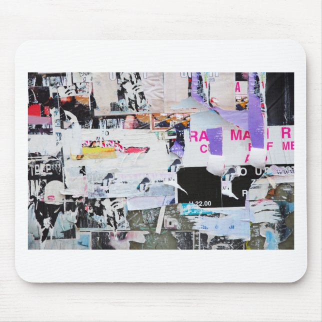 Sönderrivet papper för grafittiväggBanksy stil Musmatta (Framsidan)