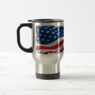 Söndersliten amerikanska flaggantravel mug resemugg