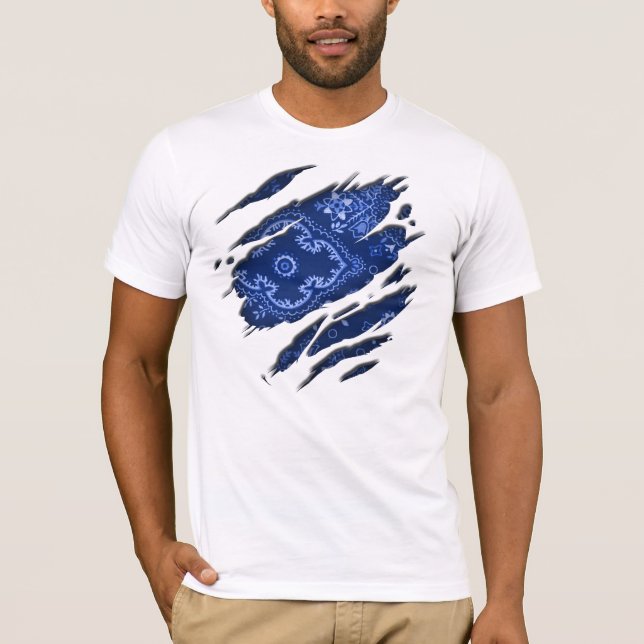 Söndersliten blåttBandana Tee (Framsida)