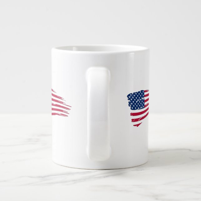 Söndertrasad amerikansk flagga jumbo mugg (Baksidan)