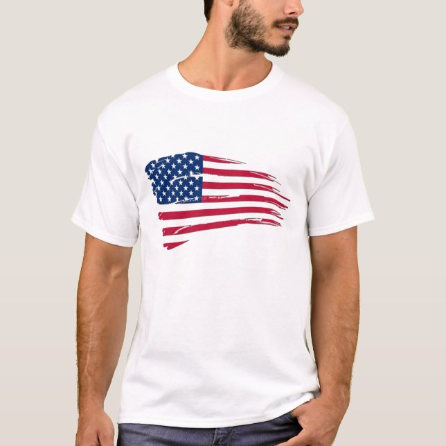 Söndertrasad amerikansk flagga tee (Framsida)