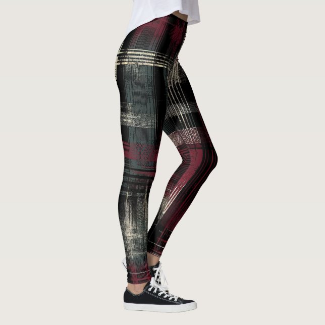 Söndertrasad Grungig Alternativ Grunge Plaid Mönst Leggings (Höger)