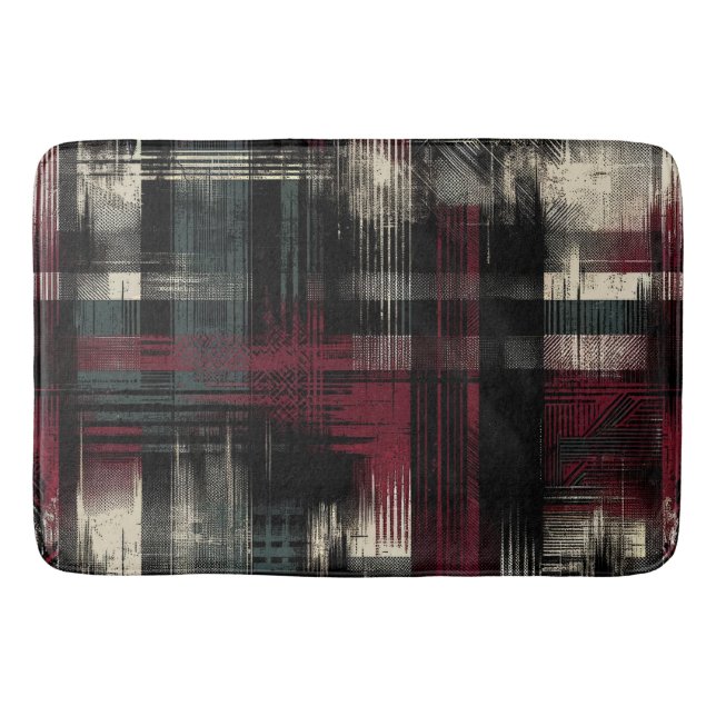 Söndertrasad Grungig Alternativ Grunge Plaidmönste Badrumsmatta (Framsidan)