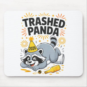 Söndertrasad Panda Nyår 2026 Rolig Berusad Tvättbj Musmatta