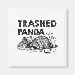 Söndertrasad Panda Rolig Berusad Tvättbjörn Blir B Magnet