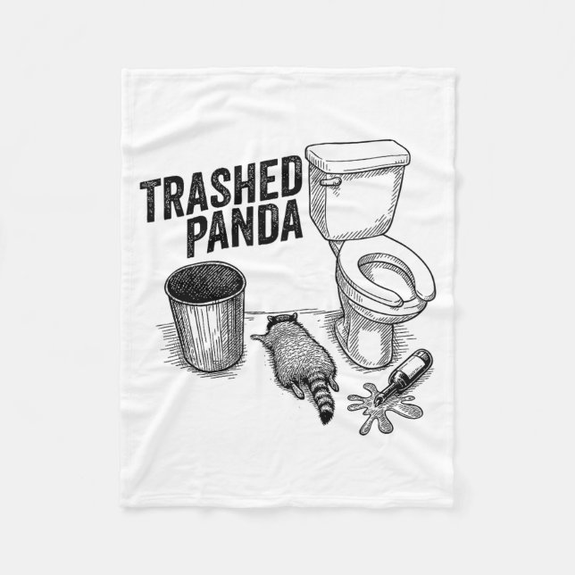 Söndertrasad Panda, Rolig Berusad Tvättbjörn, Skrä Fleecefilt (Framsidan)