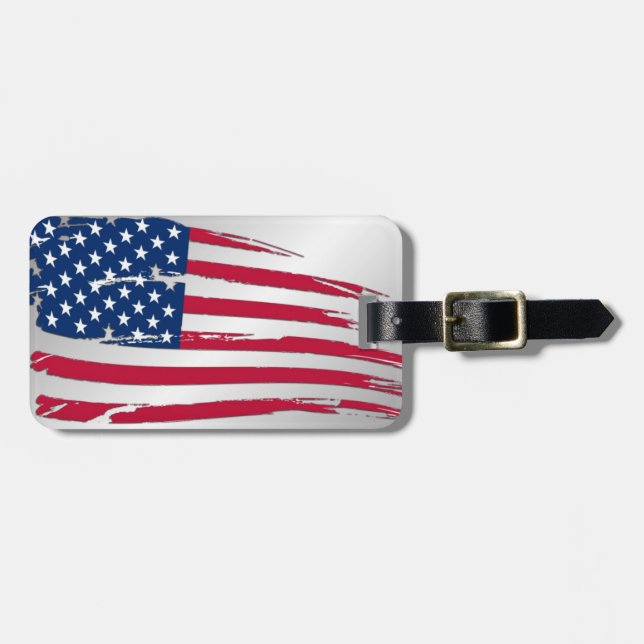 Söndertrasig amerikansk flagga bagagebricka (Horisontell Framsida)