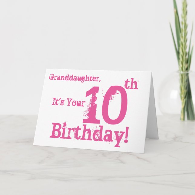 Sondotter 10th födelsedag i pink. kort (Framsida)