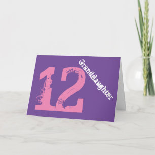 Sondotter 12:efödelsedag, vit, rosa som är purpur kort