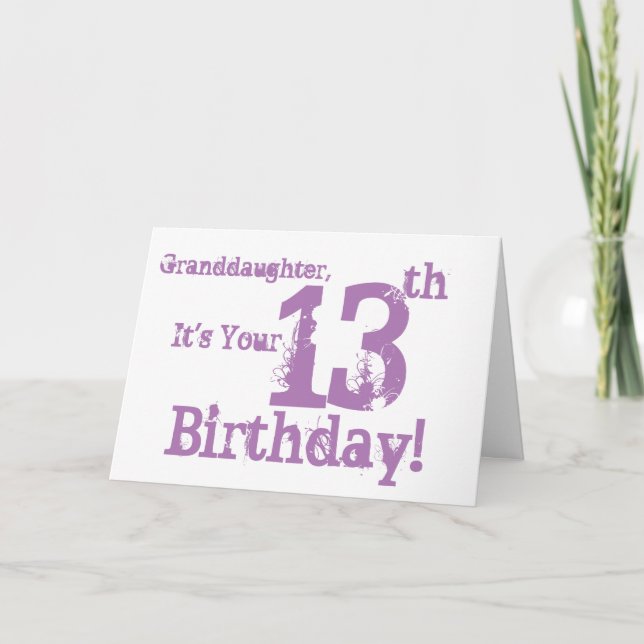 Sondotter 13th födelsedag i purple. kort (Framsida)