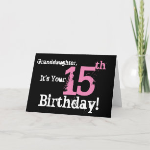 Sondotter 15th födelsedag, svart som är rosa kort