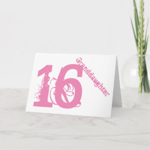 Sondotter, 16th födelsedag, vit och pink. kort