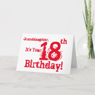 Sondotter 18th födelsedag i rött och vitt kort