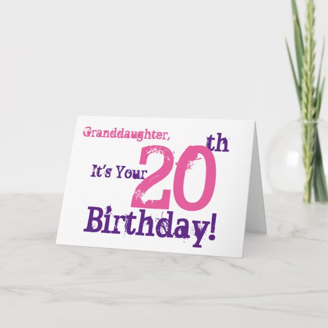 Sondotter 20th födelsedag i lilor som är rosa kort (Framsida)