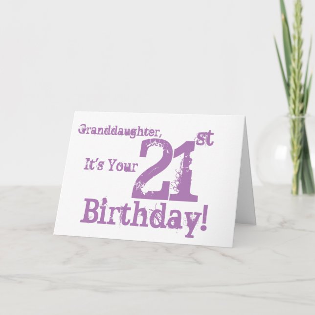 Sondotter 21st födelsedag i purple. kort (Framsida)