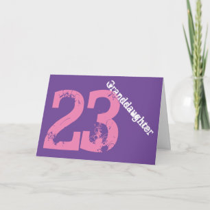 Sondotter 23rd födelsedag, vit, rosa som är purpur kort