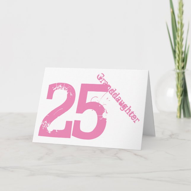 Sondotter, 25th födelsedag, vit och pink. kort (Framsida)