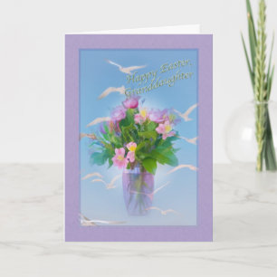 Sondotter påskkort med blommor och fåglar helgkort