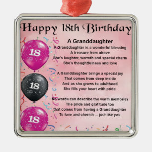 Sondotterdikt - 18th födelsedag julgransprydnad metall