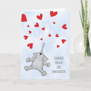 Sondottervalentin elefant & hjärtor för dag helgkort