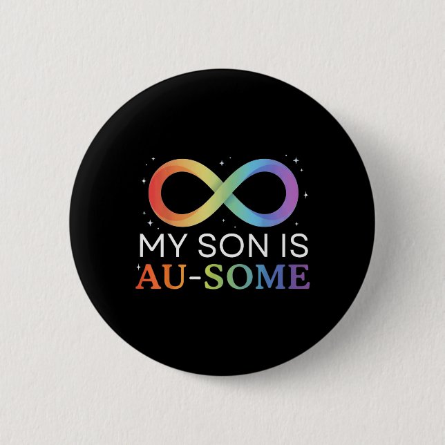Sonen är Au-Some Autismmedvetenhet Autist Knapp (Framsida)