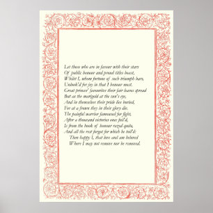 Sonett nr. 25 av William Shakespeare Poster