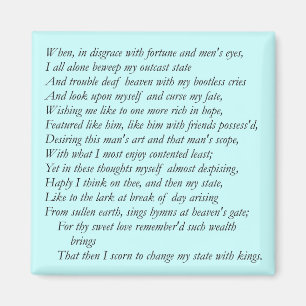 Sonett nr. 29 av William Shakespeare Magnet