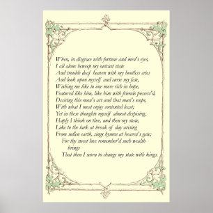 Sonett nr. 29 av William Shakespeare Poster