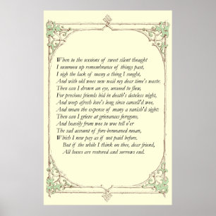 Sonett nr. 30 av William Shakespeare Poster