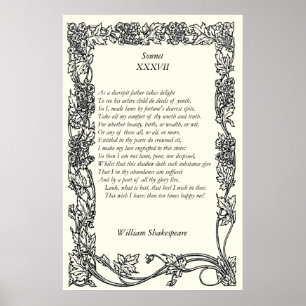 Sonett nr. 37 av William Shakespeare Poster