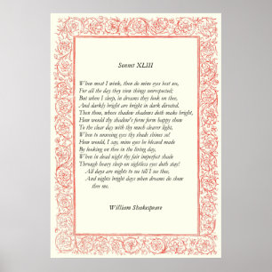 Sonett nr. 43 av William Shakespeare Poster