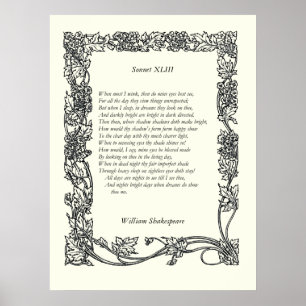 Sonett nr. 43 av William Shakespeare Poster