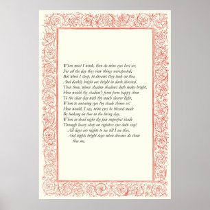 Sonett nr. 43 av William Shakespeare Poster